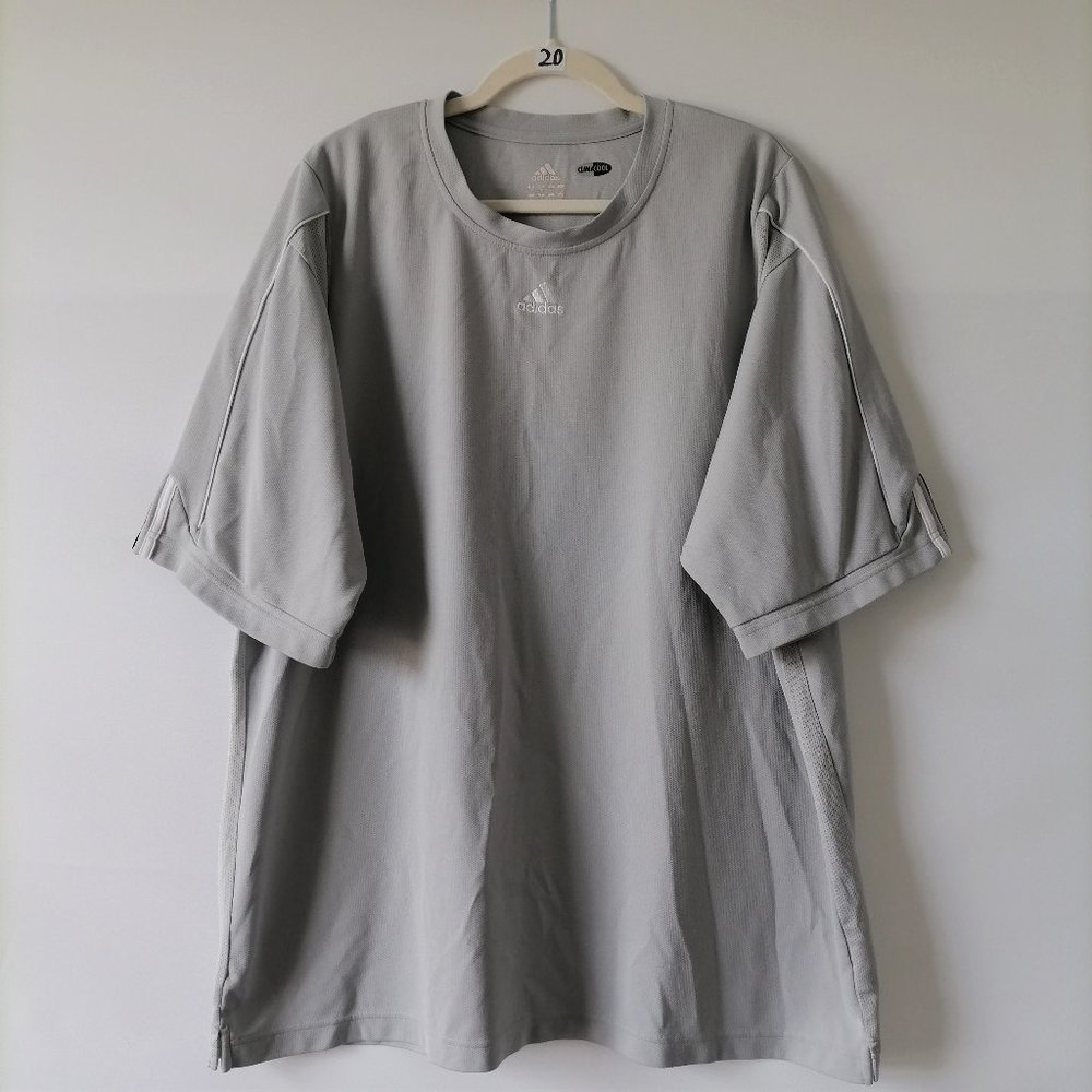 Adidas Clima Cool Mens Gray Short Sleeve Crew Neck T Shirt Size 2XL
